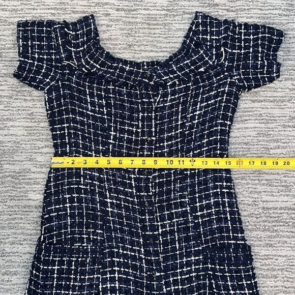NWT Zara Tweed Navy Dress Jewel Buttons Medium - Picture 12 of 14